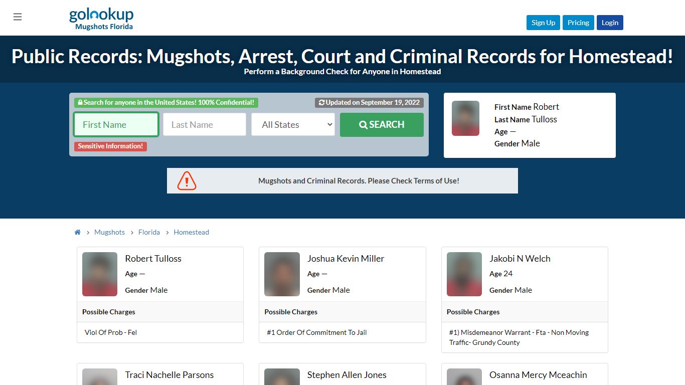Mugshots Homestead, Arrest Records Homestead - GoLookUp